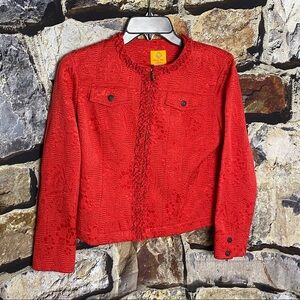Ruby Rd. Red Raised Designs ZIP Ruffle Blazer 4P